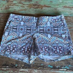 Express Blue and White Patterned Women Shorts